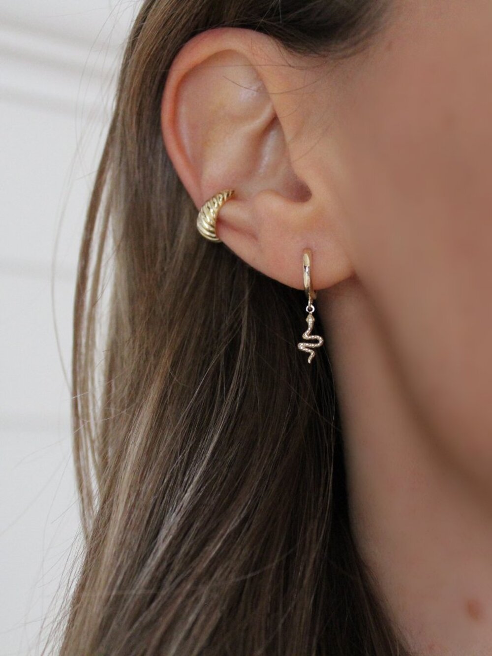 Croissant Dome Ear Cuff in Gold Vermeil